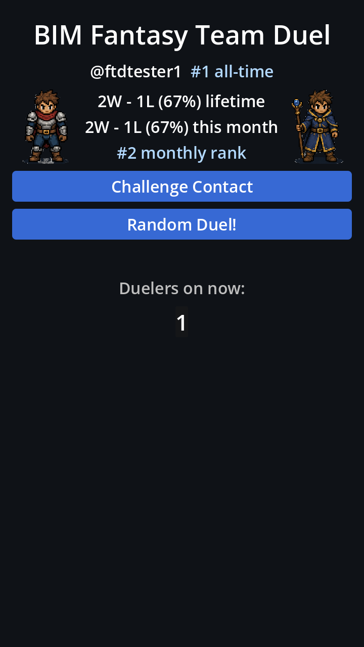 Home screen with live stats and rank