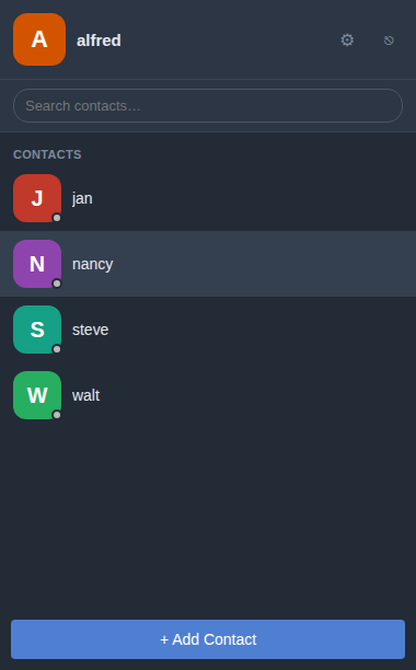 BIM contact list in the cobalt color theme
