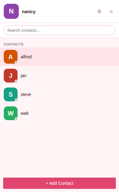 BIM contact list in the love color theme